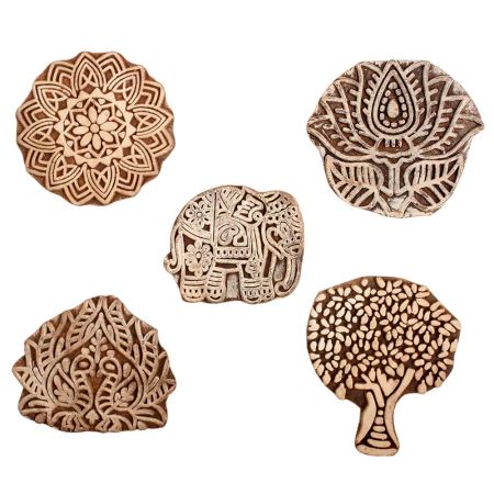 Set of 5 Piece New Mix Wooden Printing Block